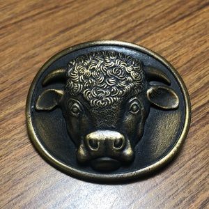Vintage 1975 Malcolm Hereford Cows Cocktails Brass Belt Buckle